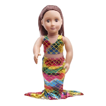 Lutkarska odjeća Neobične šareni rep sirene Bikini kupaći kostim pribor pogodni za 18-inčni lutke za djevojčice i 43-inčni lutke-bebe c408