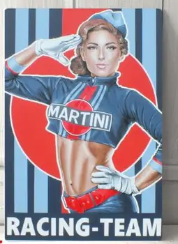 Martini Racing team Pin-up Djevojka Metalni Жестяная Firma Vintage Retro Dekor Home Dekor Osoba Špilja Garaža Bar Pub 20 cm x 30 cm Poster 2021