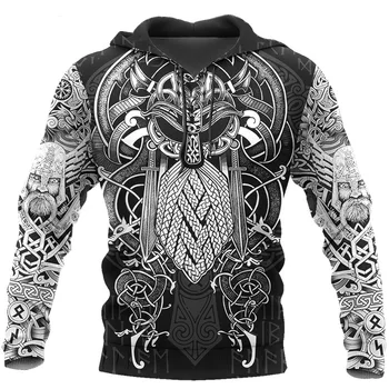 Moda Harajuku Majica sa kapuljačom Muška odjeća 2021 Oklop Vikinzi Tetovaža 3D Print Muška/ženska Svakodnevni jakna za jesen/zimu Hoodies