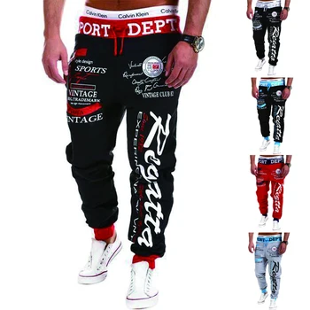 Muške Sportske hlače Hlače, od pamuka mix Hip-hop Sportske hlače za jogging Hlače na завязках na struk буквенным po cijeloj površini Kolaž hlače-teretni