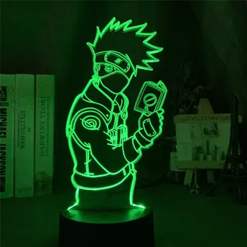 Naruto Figurice Хатаке Kakashi Anime LED noćno svjetlo za uređenje doma Akril 3d lampe za Spavaće sobe, Dječje Darove Manga