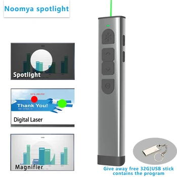 Noomya Spotlight X8 Metalni Bežični Презентатор Svjetla i povećanje digitalne laserske funkcije Ppt Zeleni Laser Pointer Prezentacija