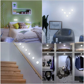 Novi Kreativni Šestokutno Zidne Lampe Senzor LED noćno svjetlo DIY Cell Light Ukras kuće u Boji noćno svjetlo