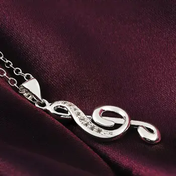 Novi srebrni nakit omiljene darove za djevojčice modni kreativna prekrasni kamen umetnut glazbene bilježenje privjesak ogrlica LN011 Kinsle
