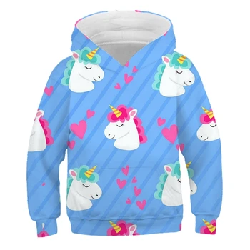 Novi trend Djevojčice i dječake Džemper s единорогом Majica Mladih proljeće-jesen jakna s kapuljačom Casual pulover Bijeli konj