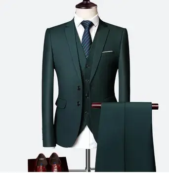 Odijelo muško 2019 proljeće i jesen kvalitetne poslovne blazers na red tuxedos od tri dijela višebojne butik odijelo terno masculino