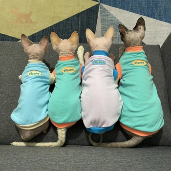 Odjeća za mačke Sfinga， Pulover Kitty Majice s Rukavima, Odjeća za Безволосой Mačke Prsluk Пижама Kombinezon Za Sfinga je Bezbojna Mačka