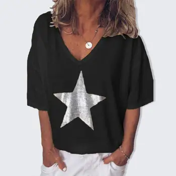 Plus size 5XL Ženske majice sa zvjezdanim po cijeloj površini Ljetne majice svih boja Majice, Ženske majice kratkih rukava ženske majice mujer camisetas