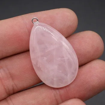 Privjesci od prirodnih ružičasti kvarc Privjesci u obliku kapi vode Kamene Ovjes DIY za izradu ogrlice ili nakit Veličine 22x38 mm