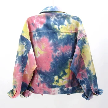 Proljeće i jesen novi univerzalna boja ispisa traper jakna ženska kratka slobodna jakna BF top