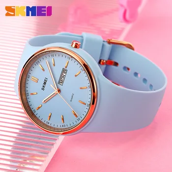 SKMEI Trendi ženski sat Ins Moderan Ručni sat karamela boje s korejski silikonskim remenom Quartz sat Reloj Mujer Relogio Feminino