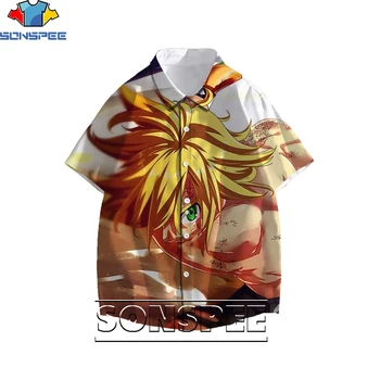 SONSPEE 3D Ispis Sedam smrtnih grijeha Crtani Anime Muška Havajski bluza Ženska zabavne majice Slobodne Svakodnevne Trendove Stil Харадзюку