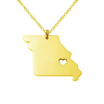 SUTEYI Rose Gold Missouri Šarm Ogrlica Nakit Kartica Missouri Privjesak Ogrlice U Obliku Države Sa Srcem Od Nehrđajućeg Čelika