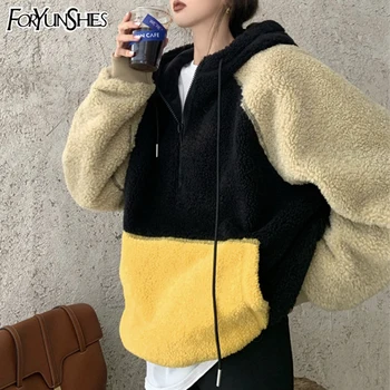 Seksi Boja zaključavanje runo otpremnica Slobodna munja Pulover s kapuljačom Majica Harajuku Ženska moda Topla odjeća u korejskom stilu