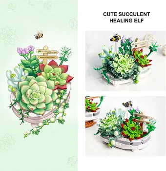 Skup sastavnih blokova za Sukulentnih/Сакурных biljaka u saksiji, Setovi za stvaranje umjetnog cvijeća za poklon, Građevinske cigle za bukete DIY