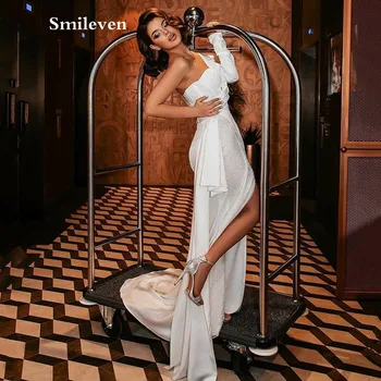 Smileven Satin vjenčanje haljina Sirena sa šljokicama na jedno rame Djeveruša Haljina s otvorenim leđima Атласное vjenčanicu Vestido de novia 2021