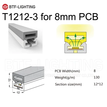 Super ponude 5-metar Neonska cijev T1212 s 3 strane za 8 mm pcb Led traka FCOB 2835SMD 3014 5630 5730 WS2812B Led svjetla Vodootporan IP67