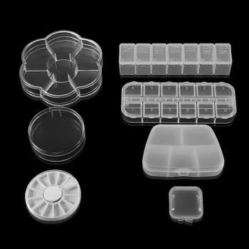 Sve Vrste Plastičnih Regulirani Četvornih /Okrugli Transparentne Pribor, Nakit, Perle Tablete Kutija Za Pohranu Nokte Torbica Prikaz Organizator