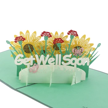 Uskoro dobiti dobro Razglednica Pop-up Cvijeće Razglednice Simpatije Majčin Dan Godišnjica Vjenčanja Rođendan 3D Čestitki