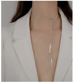 VOQ 925 Sterling srebra Donje geometrijski trokutastim ogrlica Podesiva lanac za ключиц Ogrlica Nakit poklon