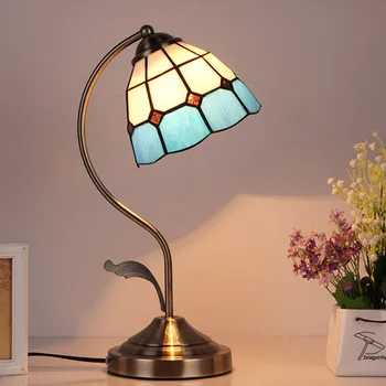 Vintage led žarulja tiffanylamp za spavaću sobu, noćni stol lampa E27 витражная stakleni mozaik lampa za uređenje doma lampe za čitanje