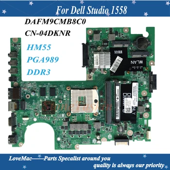 Visoka kvaliteta DAFM9CMB8C0 ZA Matičnu ploču za laptop Dell Studio 1558 CN-04DKNR HM55 PGA989 DDR3 HD5470 1 GB I7 Procesor Testiran