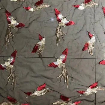 Vrhunsku 3D leteća ptica vez mreže cvjetne čipke i tila tkivo diy moderan haljinu dizajnerske odjeće tkanine