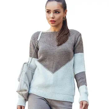 Ženska moda Jesen Zima Džemper sa V-izrez Slobodan dan-to-dan pamučni pulover Veste s dugim rukavima