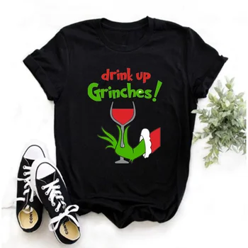 Ženska t-shirt Smiješno je Grinch Ženska moda Božić Harajuku t-Shirt kratki rukav, Crna Bijela Ružičasta Siva Majica Top