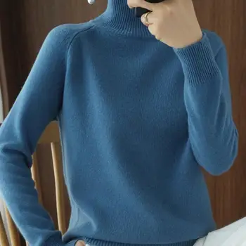 Ženski džemper Однотонный s visokim ovratnikom, антиусадочный pletene bazu džemper za jesen-zimu dugi rukav Free ženski pulover
