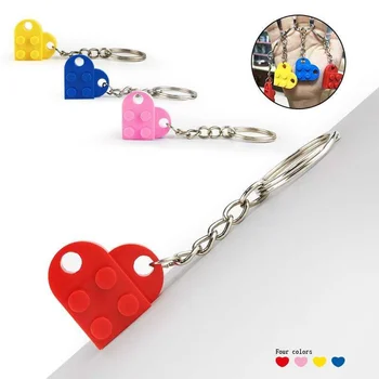 Дубби Gradivni blokovi privjesak za ključeve igračke 2*2 2*4 Višebojne u obliku srca, Kompatibilan s markama, Razvija igračka na dar za djecu